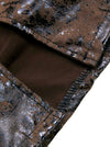 Steampunk Victorian Retro Distressed Faux Leather Waistcoat Vest Brown Detail View