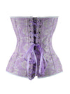 Retro Fancy Lady Jacquard Punk Sweetheart Plastic Boned Strapless Lace Up Overbust Corset Tops Back View