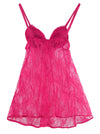 Nuisette en dentelle transparente pour femme, vêtements de nuit, chemise de nuit, tenues de lingerie, vue de dos rose