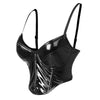 Punk Gothic Built in Bras Leather V Neck Sleeveless Bustier Crop Top Side View