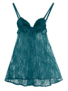 Nuisette en dentelle transparente pour femme, nuisette, vêtements de nuit, chemise, tenues de lingerie, vert foncé, vue arrière