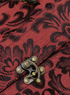 Women's Steampunk Brocade Steel Boned Long Torso Faux Leather Waist Training Corset  Dark-Red Detail View