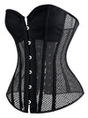 Classical High Quality Casual Women Black Mesh Gothic Sweetheart Plastic Boned Strapless Lace Up Body Shapewear Overbust Corset Tops Side View