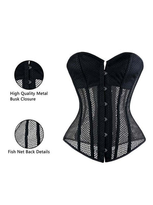 Sexy Pirate Halloween Costume Punk Rock See Though Mesh Cheap Overbust Corset Tops Main View