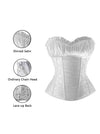 Women's Retro Strapless Jacquard Lace Up Bridal Bustier Overbust Corset White Detail View