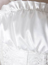 Women's Fashion Strapless Jacquard Lace Up Bustier Overbust Corset Top White Detail View