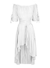 Victorian Off Shoulder Pirate Peasant Blouse Top High Low Dress White Main View