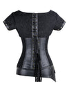 Steampunk - Veste corset Overbust en acier fleuri avec ceinture