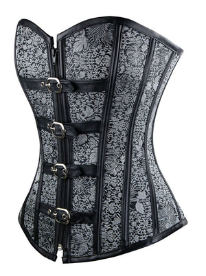 Steampunk Gothic Retro Buckles and Zipper Overbust Corset
