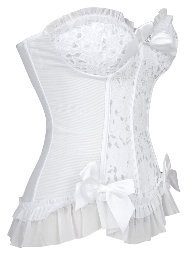 Sweetheart Ruffle Bowknot Bridal Corset Bustier Top Side View