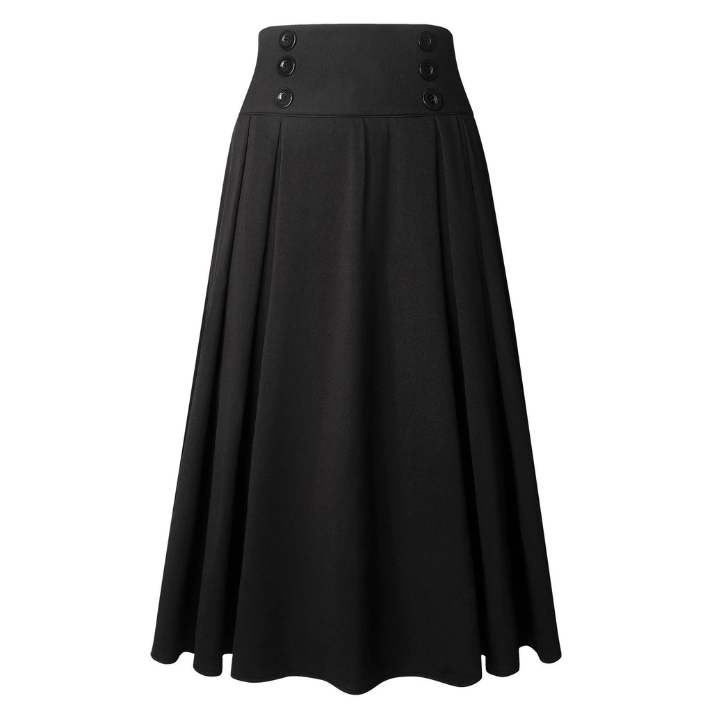 Charmian Women's Gothic Steampunk A-Line High Waist Pleated Vintage Skirt Main View