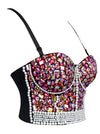 Belly Dance Beaded Bustier Spaghetti Straps Mermaid Costume Bra Top Side View