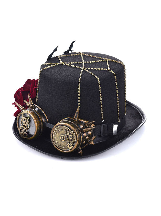 Steampunk Top Hat Rose Goggles Masquerade Costume Accessory Top Hat