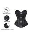 Sexy Retro Burlesque Lady Black Brocade Gothic Long Torso Rockabilly Steampunk Sweetheart Strapless Lace Up Overbust Plus Size Corset Tops Detail View