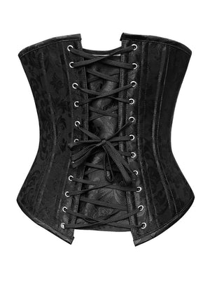 Vintage Satin Steel Boned Busk Closure and Lace Up Waist Trainer Corset