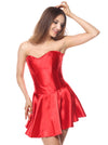 Robe de mariée désossée courte en satin sans bretelles pour femme, haut corset rouge vue principale