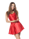 Women's Fancy Short Satin Strapless Boned Homecoming Dress Corset Top Red Main View